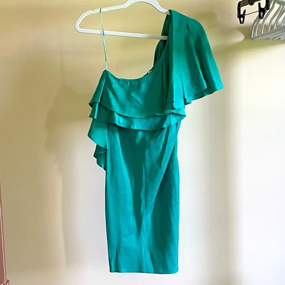 NWT Halston Heritage 1 Shoulder Ruffle Dress 🌵 Sz 8 - Picture 2 of 5